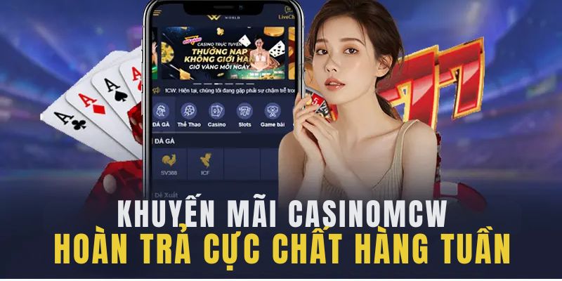 Khuyến mãi Casinomcw - hoàn tiền hàng tuần 